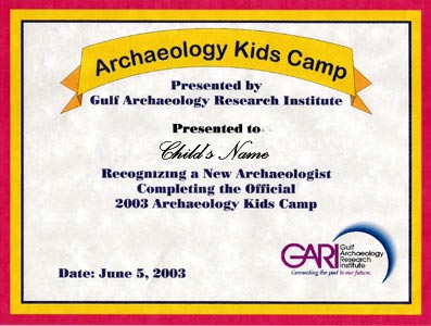 summer camp certificate of