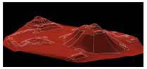 Click to enlarge Figure 27. Perspective view on Las Delicias, looking northeast (digital model by Toma Podobnikar).