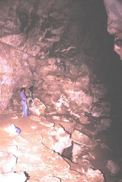 Figure 4: Group 2 paintings and entrance to Chamber 1. Project member, Jorge P&eacute;rez de Lara.