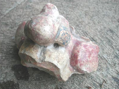 Figure 31. Modeled polychrome stucco from the Plaza Icim.