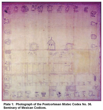 Plate 1: Photograph of the Postcortesan Mixtec Codex No. 36. Seminary of Mexican Codices.
