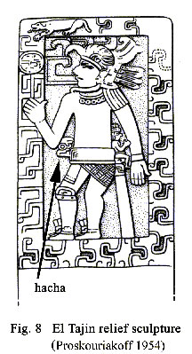 Figure 8. El Taj&iacute;n relief sculpture (Proskouriakoff 1954).