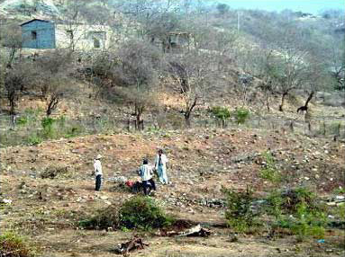 Figure 12. The ballcourt BC1 seen from the top of mound M2.