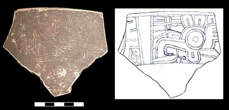 Link to Figure 6. Surface ceramic from Area "A" (scale in cm). Link to Figure 6. Surface ceramic from Area "A" (scale in cm).