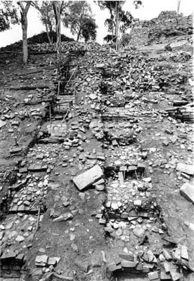 Figure 9. Excavations of the North side of 10L-22 in the 1980s. (Photo by William Fash.)