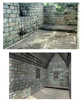 Figure 22. Comparison of the west room as it stands today with the digital reconstruction.