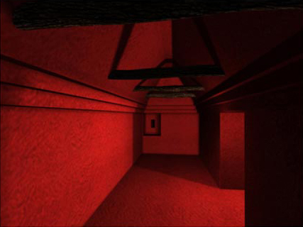 Figure 26. View of North room with stucco texture mapping and wooden vault beams.