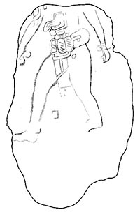 Figure 52. Cival Stela 2. Drawing by Nikolai Grube. Maximum height 177 cm high; width 107 cm.