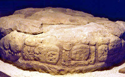 Figure 11b. Altar de los Reyes, detail of Altar 3, with emblem glyphs of Edzn&aacute; and Motul de San Jos&eacute;.
