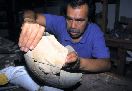 Figure 3. Restoration: placing a rim piece.