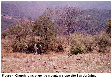 Figure 4. Church ruins at gentle mountain slope site San Jerónimo.