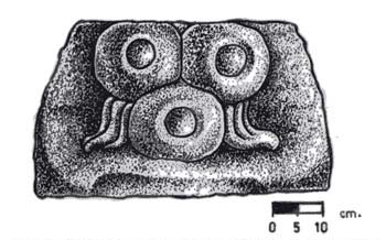 Figure 1. Tun motifs that probably belonged in four giant witz monster heads.