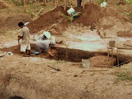 Figure 4. Close up of Suboperation 1 as two controlled units are carefully removed by stratigraphic levels, looking northwest. Figure 4. Close up of Suboperation 1 as two controlled units are carefully removed by stratigraphic levels, looking northwest.
