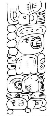 Figure 5b. Ek' Balam, Column 1: Text 2 (drawing by A. Lacadena). Figure 5b. Ek' Balam, Column 1: Text 2 (drawing by A. Lacadena).