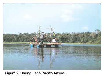 Figure 2. Coring Lago Puerto Arturo.
