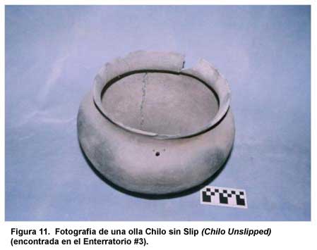 Figura 11. Fotografía de una olla Chilo sin Slip (Chilo Unslipped) (encontrada en el Enterratorio #3). Figura 11. Fotografía de una olla Chilo sin Slip (Chilo Unslipped) (encontrada en el Enterratorio #3).