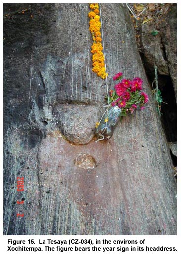 Figure 15. La Tesaya (CZ-034), in the environs of Xochitempa. The figure bears the year sign in its headdress.