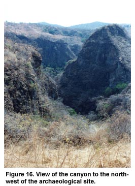 Figure 16. View of the canyon to the northwest of the archaeological site.