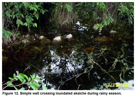 Figure 12. Simple wall crossing inundated akalche during rainy season. Figure 12. Simple wall crossing inundated akalche during rainy season.