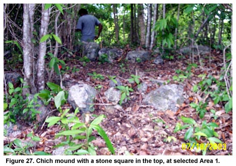 Figure 27. Chich mound with a stone square in the top, at selected Area 1. Figure 27. Chich mound with a stone square in the top, at selected Area 1.