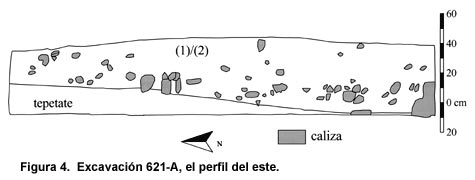 Figura 4. Excavación 621-A, el perfil del este. Figura 4. Excavación 621-A, el perfil del este.