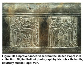 Figure 20. Unprovenanced vase from the Museo Popol Vuh collection. Digital Rollout photograph by Nicholas Hellmuth, courtesy Museo Popol Vuh. Click to enlarge.