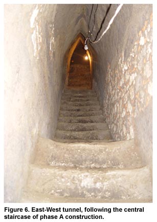 Figure 6. East-West tunnel, following the central staircase of phase A construction. Click to enlarge.