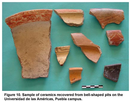 Figure 10. Sample of ceramics recovered from bell-shaped pits on the Universidad de las Américas, Puebla campus.