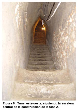 Figura 6. Túnel este-oeste, siguiendo la escalera central de la construcción de la fase A. Haga clic para agrandar.