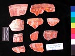 Saxche Orange Polychrome: Reserve-Resist, Balche. Click to enlarge.