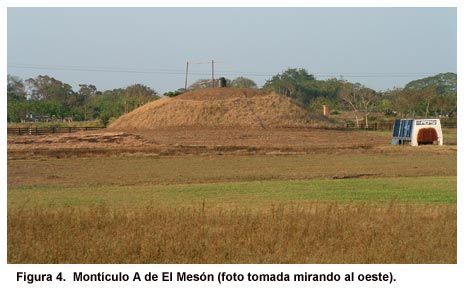Figura 4. Montículo A de El Mesón (foto tomada mirando al oeste).
