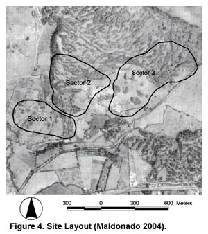 Figure 4. Site Layout (Maldonado 2004). Click to enlarge.