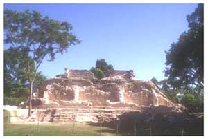 Figure 10. Str. A-11 from the south, near the end of 2003 excavations. Click to enlarge.