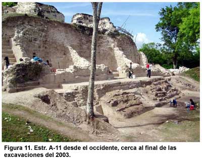 Figura 11. Estr. A-11 desde el occidente, cerca al final de las excavaciones del 2003.