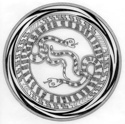 Figura 11. Plato polícromo: Serpientes [Dibujo: Gustavo Valenzuela].