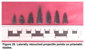 Figure 25. Laterally retouched projectile points on prismatic blades.