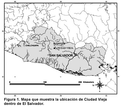 Figura 1. Mapa que muestra la ubicación de Ciudad Vieja dentro de El Salvador.