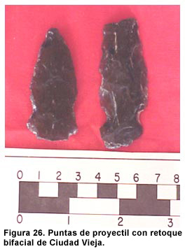 Figura 26. Puntas de proyectil con retoque bifacial de Ciudad Vieja.