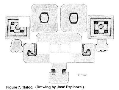 Figure 7. Tlaloc. (Drawing by José Espinoza.) Click to enlarge.