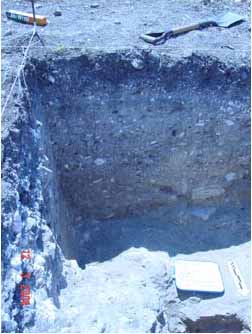 Figure 4. Pit 1, south profile, CZ-002 (photo).
