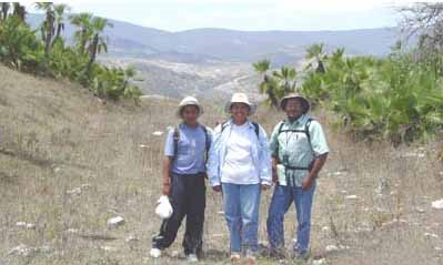 Figure 10. Gabriel Lima, Claudia Porras, and Miguel Pérez Negrete in the ballcourt at Los Izotes (CZ-083).