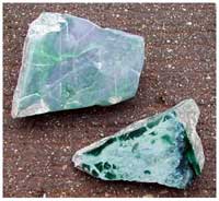 Figure 6. Polished jadeite samples from La Ceiba (length of upper piece, 9 cm.).