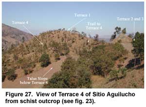 Figure 27. View of Terrace 4 of Sitio Aguilucho from schist outcrop (see fig. 23).