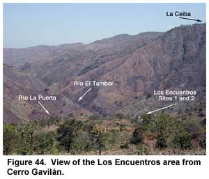 Figure 44. View of the Los Encuentros area from Cerro Gavilán. Figure 44. View of the Los Encuentros area from Cerro Gavilán.