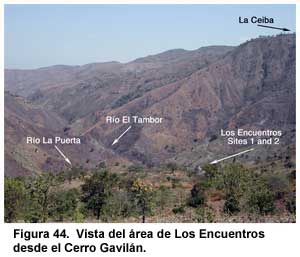 Figura 44. Vista del área de Los Encuentros desde el Cerro Gavilán. Figura 44. Vista del área de Los Encuentros desde el Cerro Gavilán.