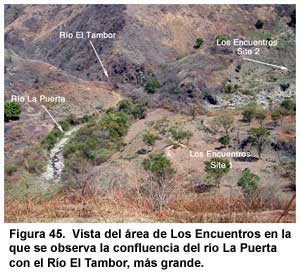 Figura 45. Vista del área de Los Encuentros en la que se observa la confluencia del río La Puerta con el Río El Tambor, más grande. Figura 45. Vista del área de Los Encuentros en la que se observa la confluencia del río La Puerta con el Río El Tambor, más grande.