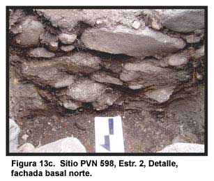Figura 13c. Sitio PVN 598, Estr. 2, Detalle, fachada basal norte.
