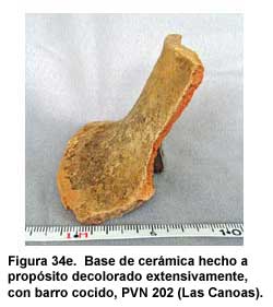 Figura 34e. Base de cerámica hecho a propósito decolorado extensivamente, con barro cocido, PVN 202 (Las Canoas).