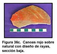 Figura 36c. Canoas rojo sobre natural con diseño de rayas, sección baja.