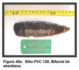 Figura 40a. Sitio PVC 120, Bifacial de obsidiana.